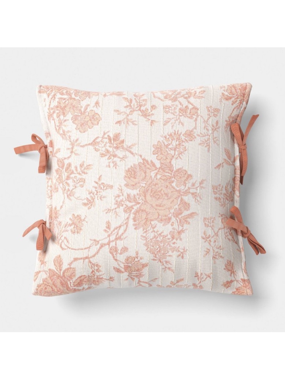 18” x 18” Woven Stripe Side-Tie Outdoor Patio Throw Pillow Pink, Studio McGee